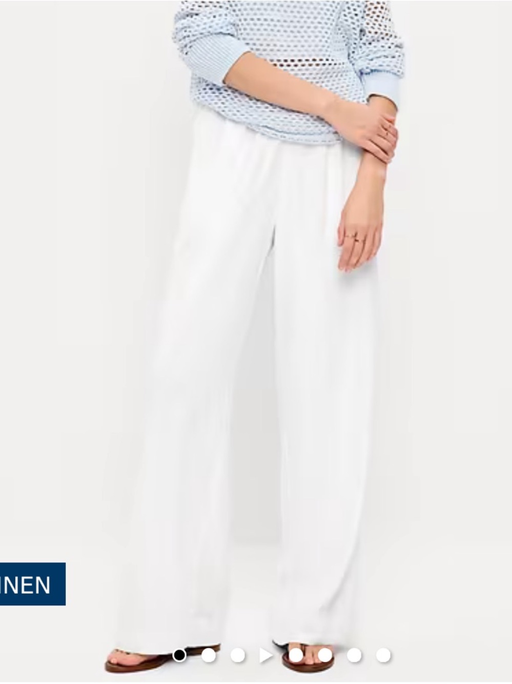 Old Navy White Wide Leg Linden Pant 100% Cotton Size Large Tall